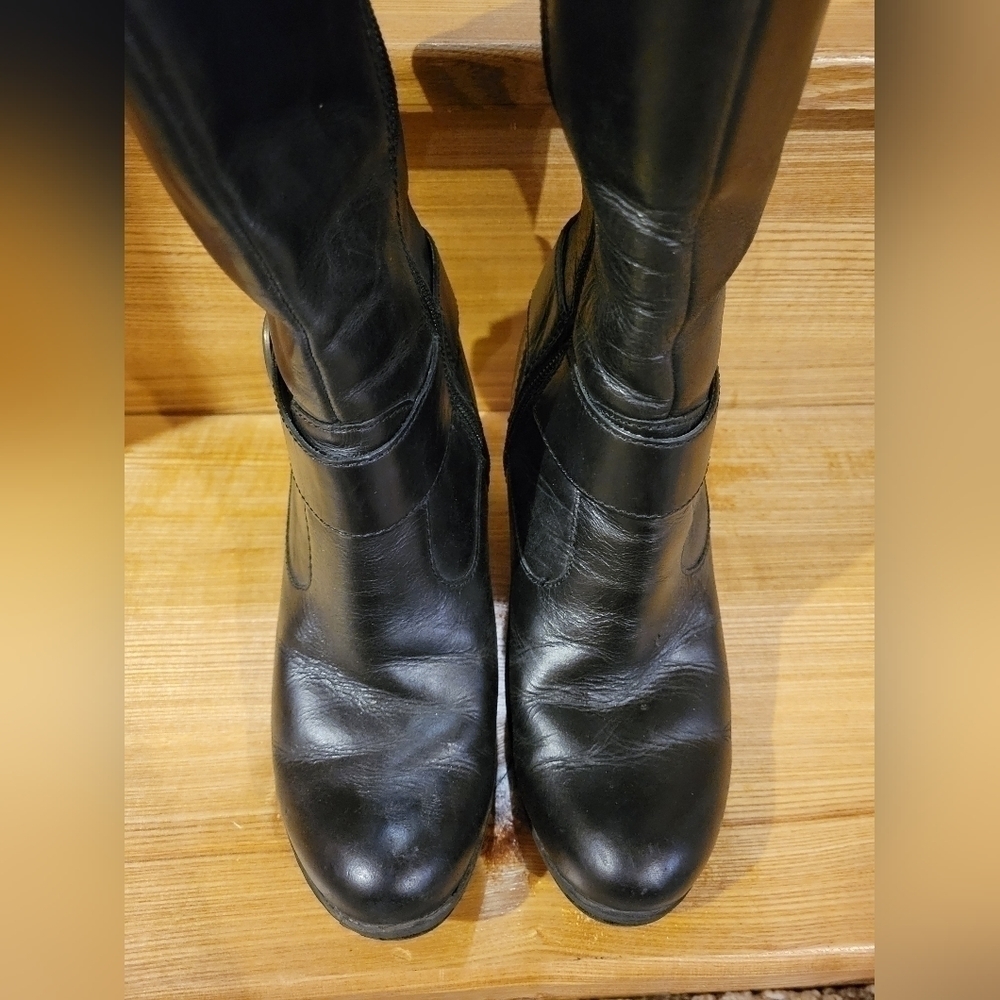BOC Born Concept black heeled mid calf boot with buckles 6.5 women - Picture 3 of 14
